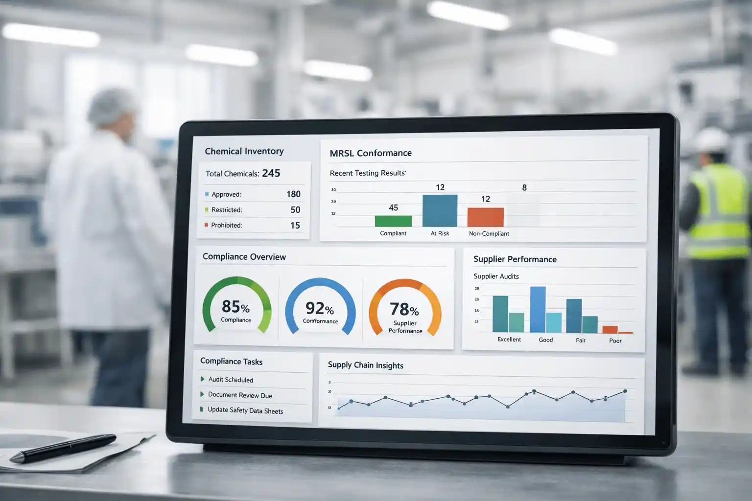 CleanChain chemical compliance reporting dashboard